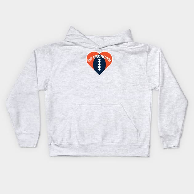 Heart Shaped Denver Broncos Kids Hoodie by Rad Love